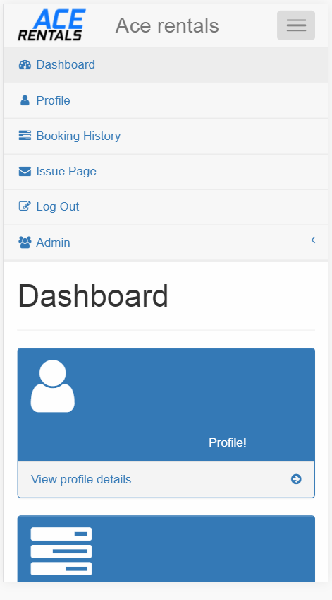 Mobile Dashboard Page