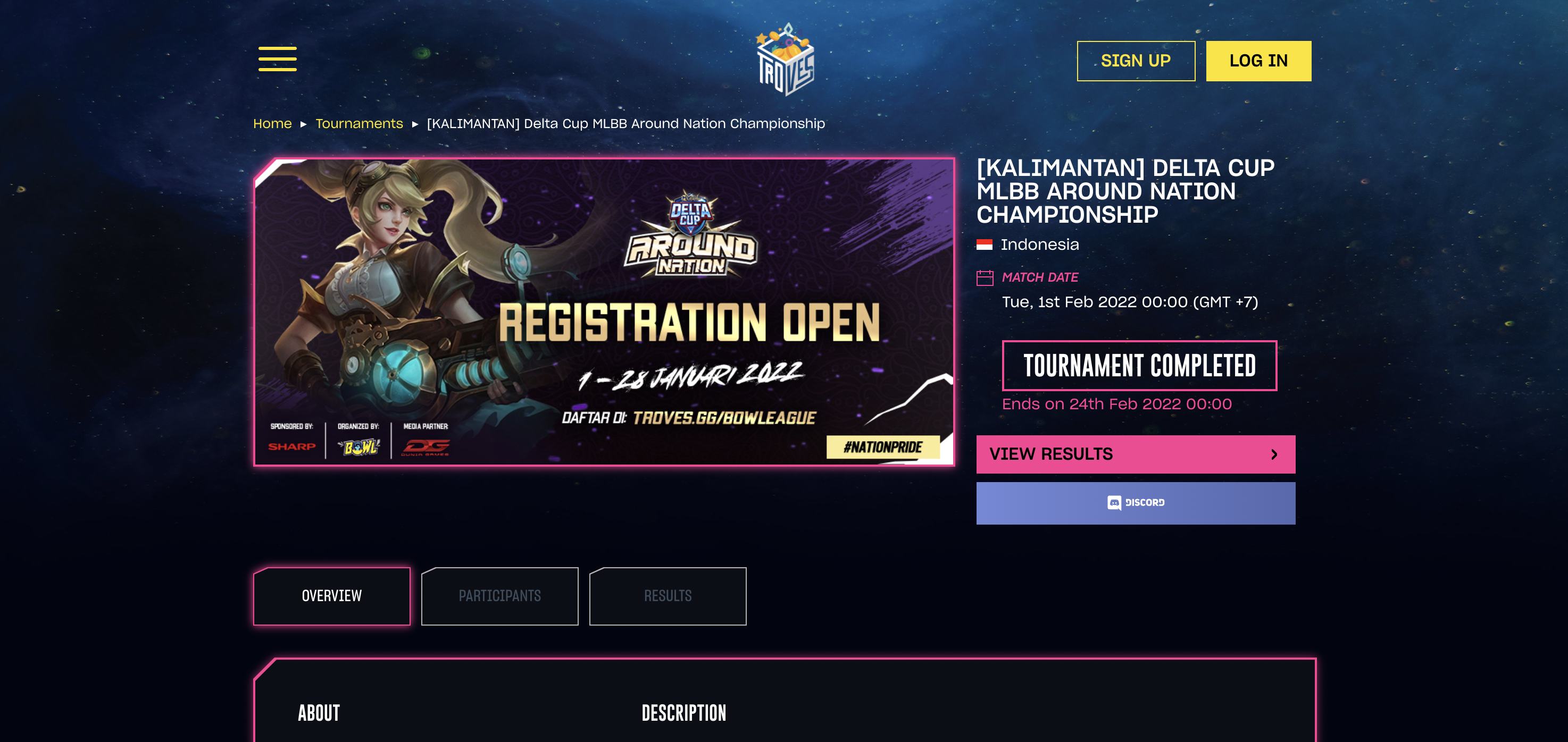 Tournament Page